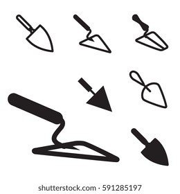 Garden or Cement Vector Trowel Icon Set Isolated on White Background