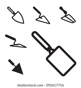 Garden or Cement Vector Trowel Icon Set Isolated on White Background