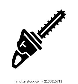 Garden chainsaw isolated vector glyph icon. Graph symbol for agriculture, garden and plants web site and apps design, logo, app, UI