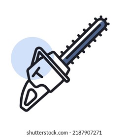Garden chainsaw isolated vector icon. Graph symbol for agriculture, garden and plants web site and apps design, logo, app, UI