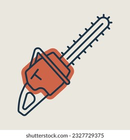 Garden chainsaw isolated vector icon. Graph symbol for agriculture, garden and plants web site and apps design, logo, app, UI