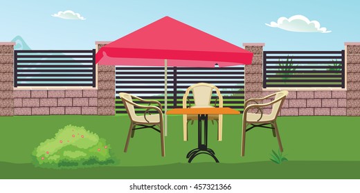Garden chairs front side back