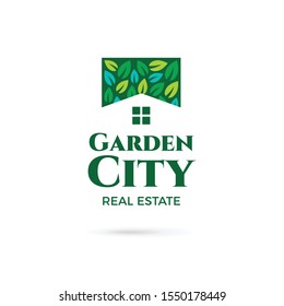 Garden city logo design. Real estate vector. House concept