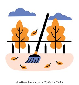 Garden cleaning icon in flat style 

