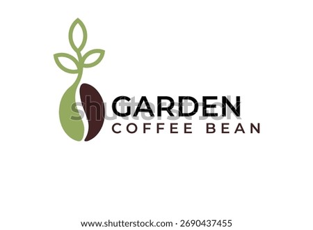 Garden coffee bean logo - Organic coffee brand with growing leaf design