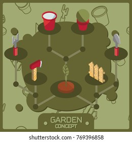 Garden color isometric concept icons