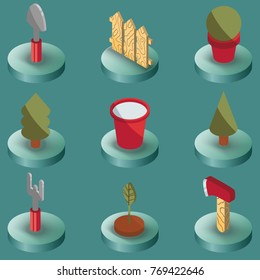 Garden color isometric icons