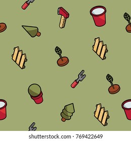 Garden color outline isometric pattern