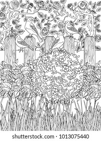 garden coloring book page