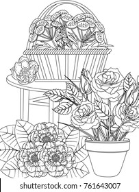 garden coloring book page