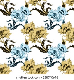 Garden cornflower retro seamless pattern on white background vector illustration