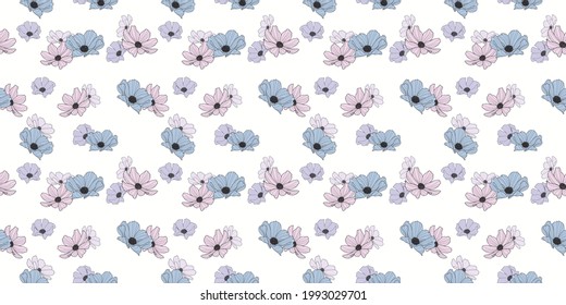 Fondo del patrón de repetición sin fisuras de la flor cosmos del jardín, papel tapiz vectorial. Patrón de resorte floral.