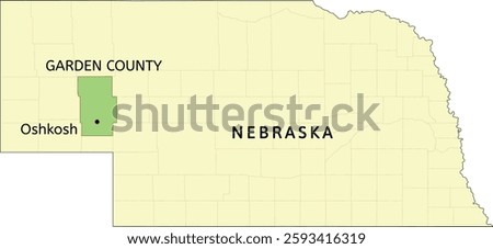 Garden County and city of Oshkosh location on Nebraska state map