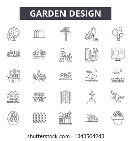 Garden Design Line Icons For Web And Mobile Design. Editable Stroke Signs. Garden Design  Outline Concept Illustrations