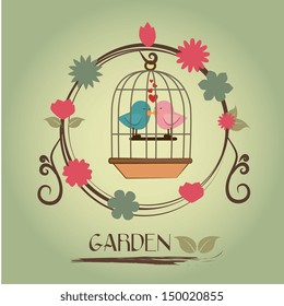 garden design over gray background vector illustration  