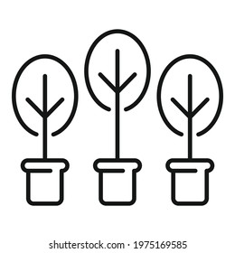 Garden design trees pot icon. Outline garden design trees pot vector icon for web design isolated on white background