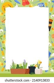 Garden To do planner template. Daily check list. Organizer and schedule with place for Notes. Vector illustration with spring gardening element and tools. Cute and trendy