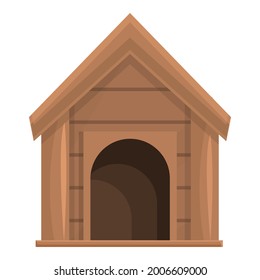Garden dog kennel icon cartoon vector. Wooden puppy house. Cute pet home