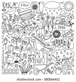 Garden Doodle Set. Vector Illustration With Hand Drawn Garden Elements