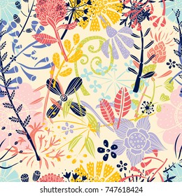 Garden dreams. Seamless pattern.