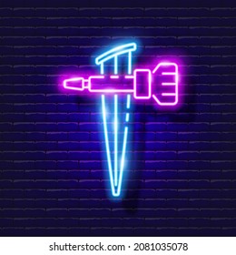 Garden dripper for irrigation neon icon. Irrigation system, watering system, hose and accessories glowing signs. Vector illustration for design, website, advertising, store, goods