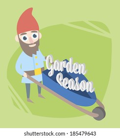 Garden dwarf \ Flat design \ Minimal style \ Garden season