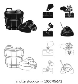 Garden, ecology, farmingand other web icon in black,outline style. Feed, plot, farm,icons in set collection.