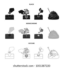 Garden, ecology, farmingand other web icon in black,monochrome,outline style. Feed, plot, farm,icons in set collection.