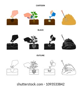 Garden, ecology, farmingand other web icon in cartoon,black,outline style. Feed, plot, farm,icons in set collection.