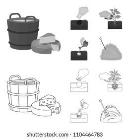 Garden, ecology, farmingand other web icon in outline,monochrome style. Feed, plot, farm,icons in set collection.