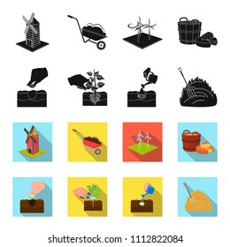 Garden, ecology, farmingand other web icon in black,flet style. Feed, plot, farm,icons in set collection.