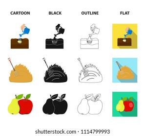 Garden, ecology, farmingand other web icon in cartoon,black,outline,flat style. Feed, plot, farm,icons in set collection.