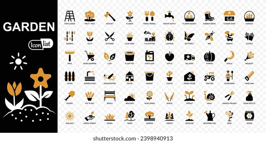 Garden   editable colored icons collection. Simple vector illustration.
