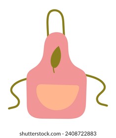 Garden element of colorful set. Against a backdrop of pure white, the intricately detailed apron is portrayed as both functional uniform and aesthetic element. Vector illustration.