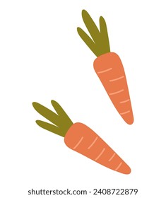 Garden element of colorful set. The artwork elegantly showcases the carrot with a touch of artistic flair, emphasizing the beauty and vibrancy it adds to a well-tended garden. Vector illustration.