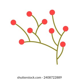 Garden element of colorful set. A captivating illustration seamlessly intertwines artistic design with the natural grace of a viburnum branch. Vector illustration.