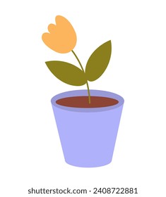 Garden element of colorful set. The design elegantly portrays the vibrant flower with a touch of artistic flair, emphasizing the beauty and tranquility of a well-designed garden. Vector illustration.