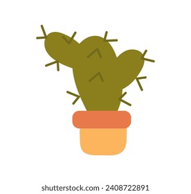 Garden element of colorful set. This artwork of cactus invites viewers to appreciate the elegance of blooming flora through thoughtful design. Vector illustration.