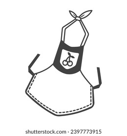 Garden element of set in black line design. The apron shown in the illustration can be useful for female gardeners who do not want to stain their clothes. Vector illustration.