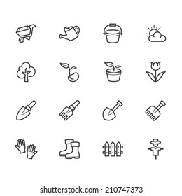 garden element vector black icon set on white background