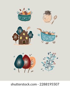 Garden elements set vector illustration