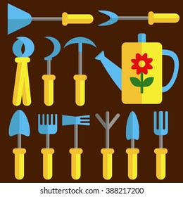 Garden equipment vector set.