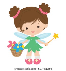 Garden fairy vector cartoon illustration