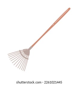 Garden fan rake isolated on white background. Garden equipment, tool. Seasonal garden work. Spring vector llustration.