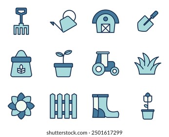 garden and farm icon symbol vector template collection