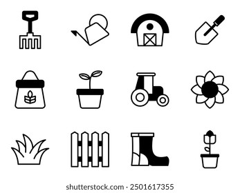 garden and farm icon symbol vector template collection