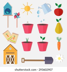 Garden farmers vector flat style set