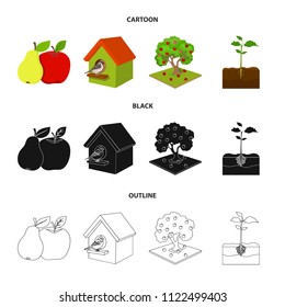Garden, farming, nature and other web icon in cartoon,black,outline style. Plant, Root, stem, icons in set collection.