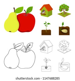 Garden, farming, nature and other web icon in cartoon,outline style. Plant, Root, stem, icons in set collection.