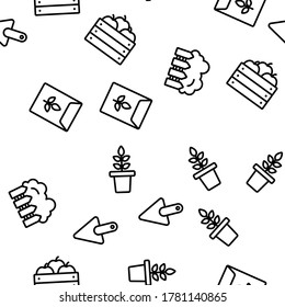 Gartenlandwirtschaftstool Vector Seamless Muster Thin Line Illustration